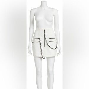 Carmar Los Angeles White Chain Zip Mini Skirt Y2K Moto Style Size 8 NEW